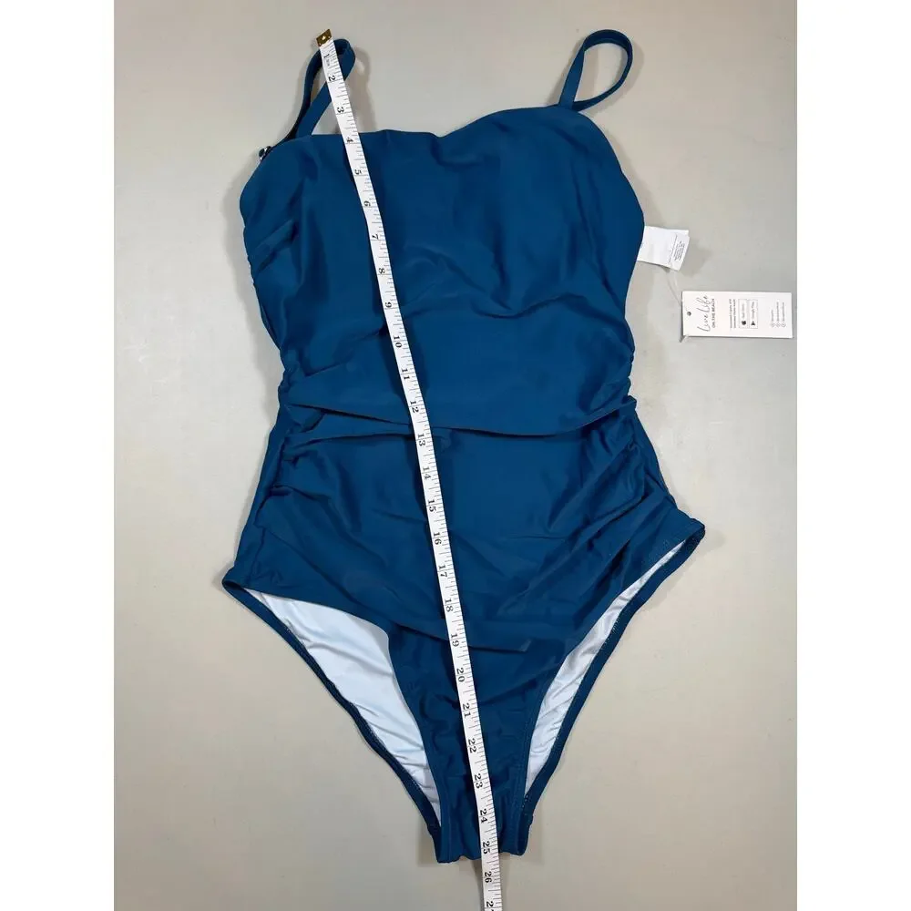 NWT Cupshe One-Piece Swimsuit | Teal Ruched Slimming Bathing Suit | Size Small - Picture 3 of 5